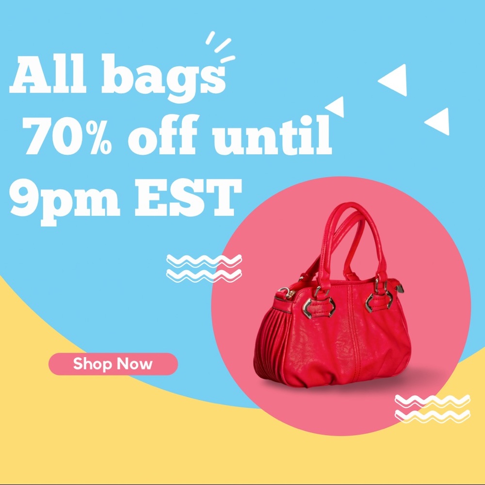 Flash sale!!! Bags 70% off until 9pm EST!!! Will ship Monday!
